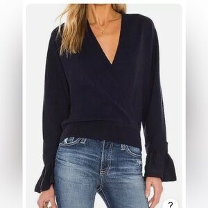 Milly Dolman wrap front cardigan wool cashmere sweater